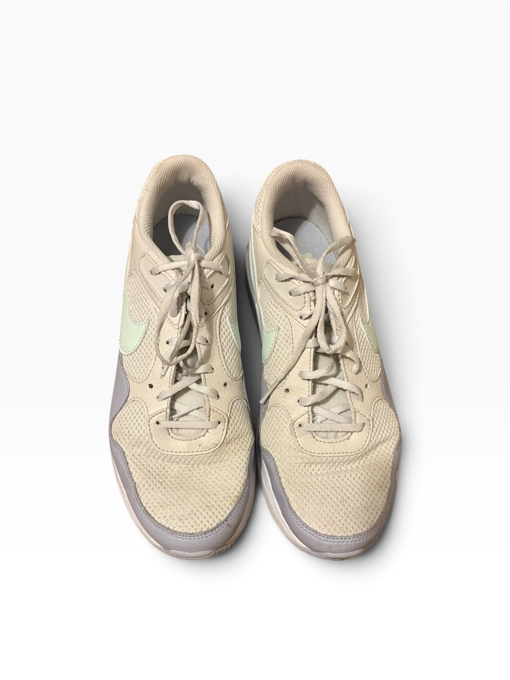 Nike Beige Mesh Sneakers with Mint Swoosh